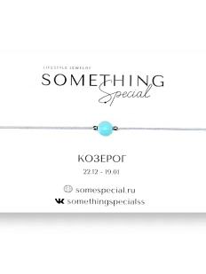 Браслет Something Special «Козерог» с аквамарином на чёрной нити