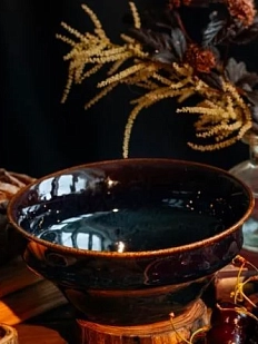 Глубокая тарелка Фригг ручной работы VELES «Полночь Волшебства», фарфор, 600 мл