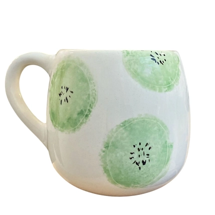 Кружка ручной работы Катя Вебер «Киви», белая, керамика, 400 мл, круглая, фото 1.