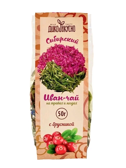 Чайный напиток Дико Вкусно «Сибирский Иван-чай» с брусникой, 50 гр, фото 1.