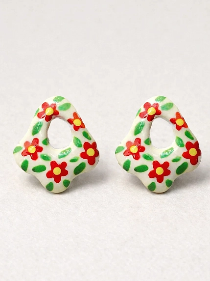 Серёжки-гвоздики Радость Рядом с цветочками, полимерная глина, фото 1.