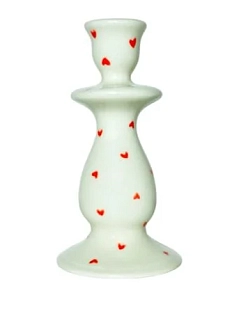 Подсвечник ручной работы Slowday Ceramics в красные сердечки «Винтаж»