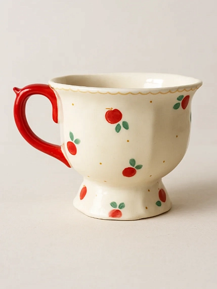 Кружка ручной работы Чашки и поцелуи «Винтажная с брусникой», полуфарфор, 250 мл, фото 2.