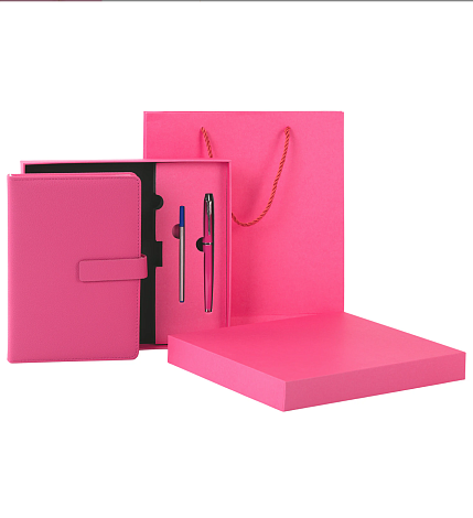 Подарочный набор с ежедневником «President» и ручкой, розовый, фото 5.