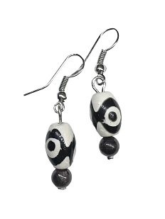 Серьги «Гранат», чёрно-белые