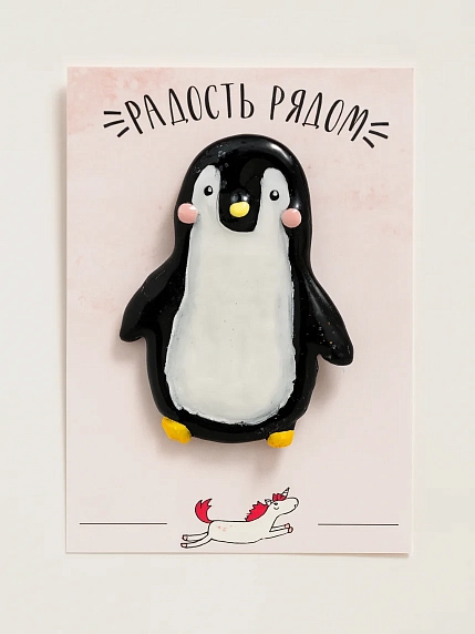 Брошь Радость Рядом «Пингвиненок», полимерная глина, фото 2.