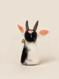 Валяная игрушка Северяшка «Козлик с колокольчиком», белый, шерсть