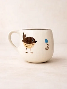 Кружка ручной работы РУКИ В ГЛИНЕ «Воробей», керамика, 400 мл, круглая