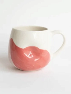 Кружка ручной работы РУКИ В ГЛИНЕ «Розовый мрамор», керамика, 250 мл, мятая