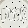Тарелка ручной работы с бортиком «F**k», 19 см, белая, фарфор, превью фото 2