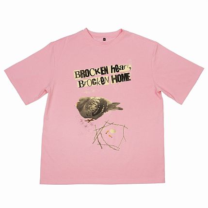Оверсайз футболка Barking Store «BroCken home», M муж., розовый, фото 1.