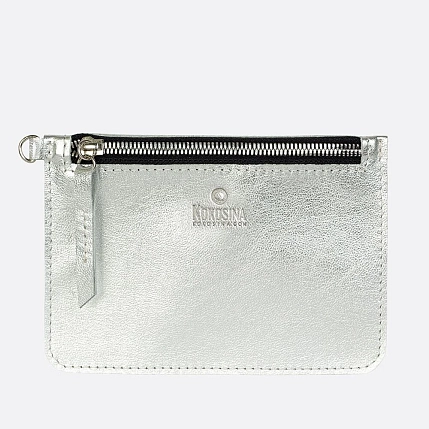 Дорожный кошелек ручной работы, Kokosina bags, натуральная кожа, серебристый, фото 1.
