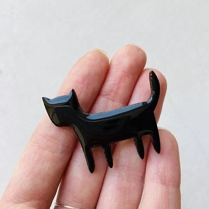 Брошь Ручками-Ручками «Кошка», черная, дерево, фото 2.