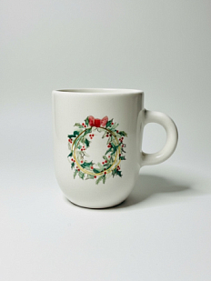 Кружка ручной работы «Новогодний венок», керамика, 400 мл