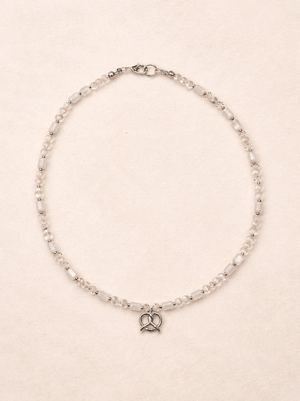 Чокер ручной работы Идеальное совпадение «Серебристый крендель», белый, фото 2.