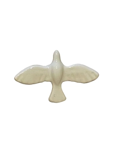 Брошь ручной работы «Пташка», белая, керамика