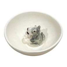 Пиала ручной работы с фигуркой внутри Собачка с чашкой, керамика, 10,5 см