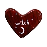 Брошь ручной работы Сердце говорит с надписью «Witch», бордовая, полимерная глина, превью фото 1
