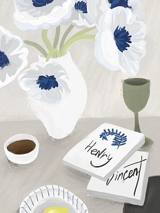 Постер интерьерный «Белые цветы в вазе», А3