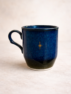Кружка ручной работы Мастерская Виктории Нор «Звёздочка», синяя, керамика, 200 мл