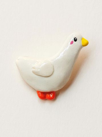 Брошь Радость Рядом «Гусь», белая, фото 1.