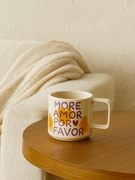 Кружка ручной работы «More amor por favor», керамика, 350 мл, фото 3.