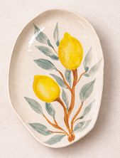 Блюдце ручной работы Верба керамика Лимоны, керамика, 14 см