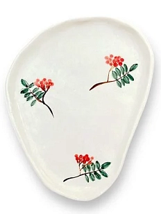 Блюдце ручной работы Верба керамика Рябина, керамика, 14 см