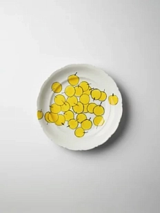 Тарелка ручной работы АН2К Жёлтая черешня, керамика, 16,5 см