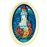 Панно керамическое ручной работы BULYGIN porcelain «Маяк с цветами», синее, 12 см, превью фото 1