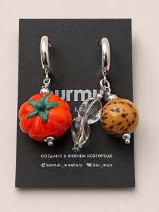Серьги Бур.Мур «Томат», родированная латунь, стекло