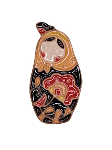 Брошь ручной работы «Матрёшка», Partala ceramics