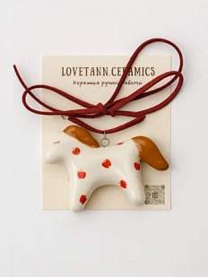 Чокер ручной работы Ловетанн керамика «Лошадка» с яблоками, полуфарфор