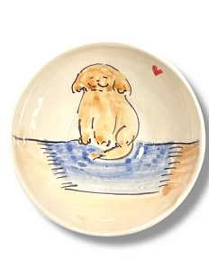 Пиала ручной работы с росписью «Пёсик», белая, керамика, 10 см