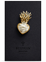 Брошь ручной работы Bulygin «Огненное сердце», фарфор, бело-золотистая, превью фото 1