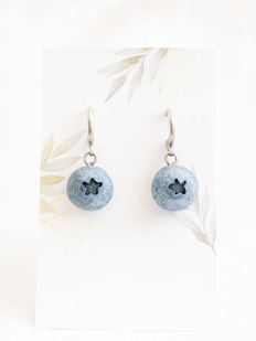 Серьги-конго «Голубика», полимерная глина