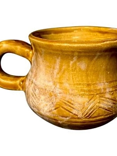 Кружка ручной работы с орнаментом, оранжевая, керамика, 350 мл