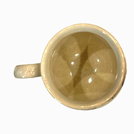 Кружка-котелок ручной работы Керумбия на ножках «Выпей меня», песочная, керамика, 350 мл, фото 3.