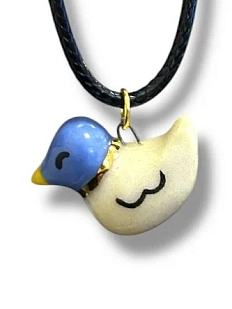 Подвеска керамическая ручной работы с уточкой, голубая