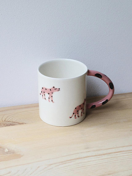 Кружка ручной работы Ладан керамика «Леопард на бизике», полуфарфор, 450 мл, фото 4.