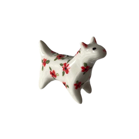 Кулон керамический «‎Котик в красный цветочек»‎
