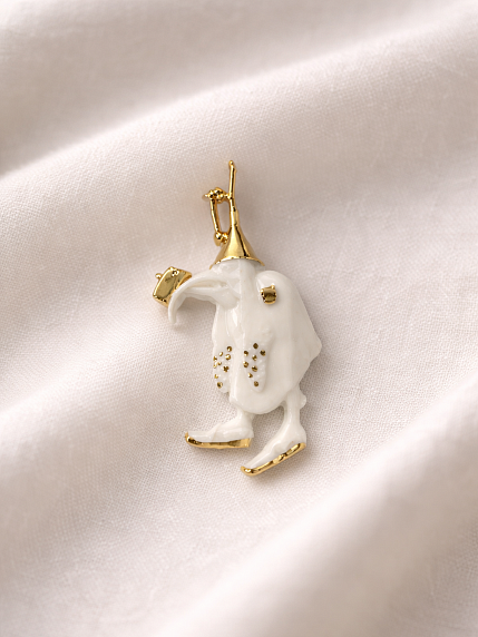 Брошь ручной работы Bulygin «Босх», фарфор, бело-золотистая, фото 3.