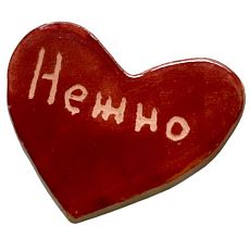 Брошь ручной работы сердечко «Нежно», красный, керамика