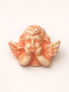 Брошь ручной работы Ангел, керамика, розовая