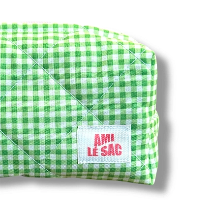 Косметичка ручной работы АМИ (Ami lé sac) «Bebesss», зелёная клетка, фото 2.
