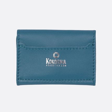 Cкладной кошелёк визитница ручной работы, Kokosina bags, натуральная кожа, васильковый, фото 2.