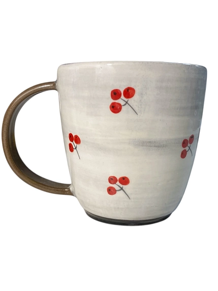 Кружка ручной работы Ким керамика с росписью Лис с винишком в свитере, керамика, 450 мл, фото 2.