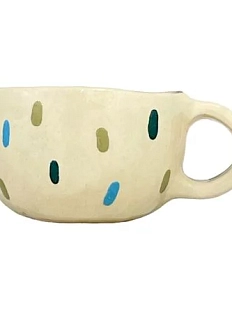 Кружка ручной работы Малёма с росписью «Штрихи», сине-зелёная, керамика, 300 мл