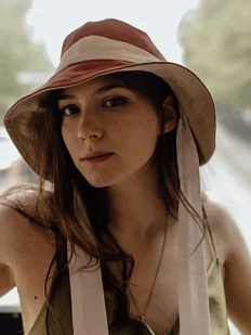 Летняя панама Гнёздышко с лентами, двухсторонняя, бежево-сиреневый