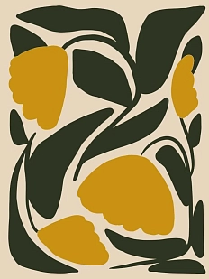 Постер интерьерный «Желтые цветы», А4